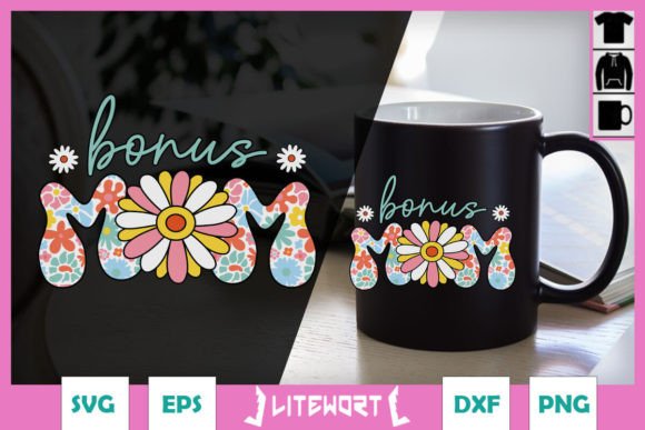 Bonus Mom Retro Bonus Mama SVG in Real Embroidery Work