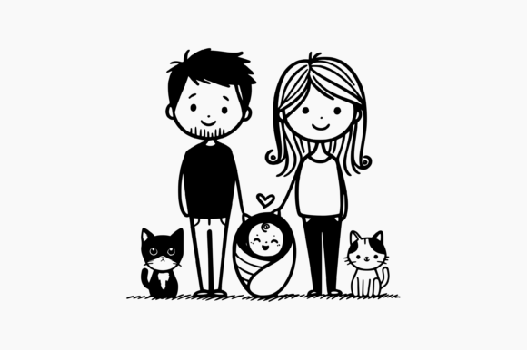 Dad Mom Baby Two Cats Embroidery Review