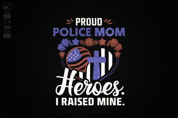 Proud Police Mom Design: A Blue Line Flag for Embroidery